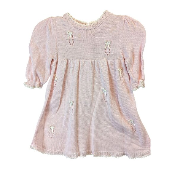 Sophie Dess Creations Paris Dress & Sweater Set Baby 3M Cotton Embroidered Pink - Picture 10 of 16